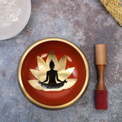 Grand ensemble de bols chantants tibétains - Bouddha - Noir/Orange 14 cm