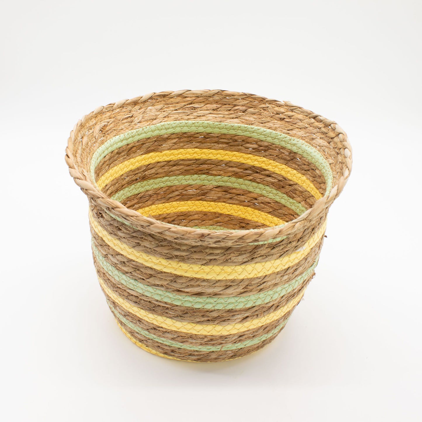Körbe in Vasenform aus Seegras und Stroh – Natur, Gelb und Grün – 3er-Set