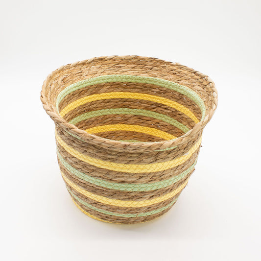 Körbe in Vasenform aus Seegras und Stroh – Natur, Gelb und Grün – 3er-Set