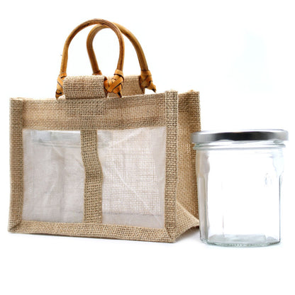 Bolsa de Regalo con Ventana de Yute Puro y Algodón - 2 Ventanas