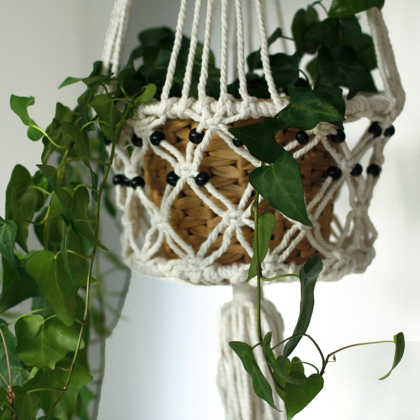 Macetero Macramé Grande con Cuentas