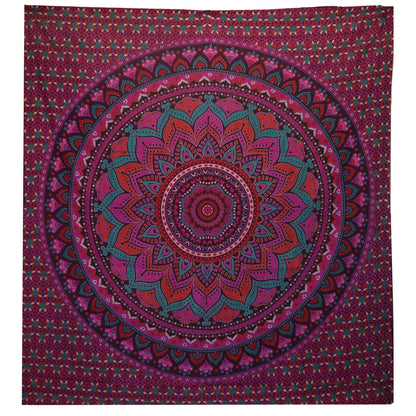 Doppelte Baumwollsteppdecke + Wandbehang - Klassisches Mandala - Lila
