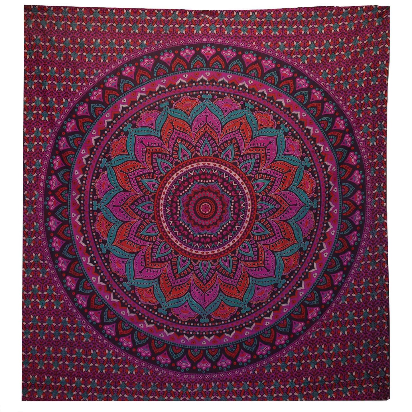 Doppelte Baumwollsteppdecke + Wandbehang - Klassisches Mandala - Lila