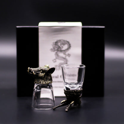 Geschenkset mit 6 Schnapsgläsern (50 ml) - Wild Forest Creatures - Antik Bronze