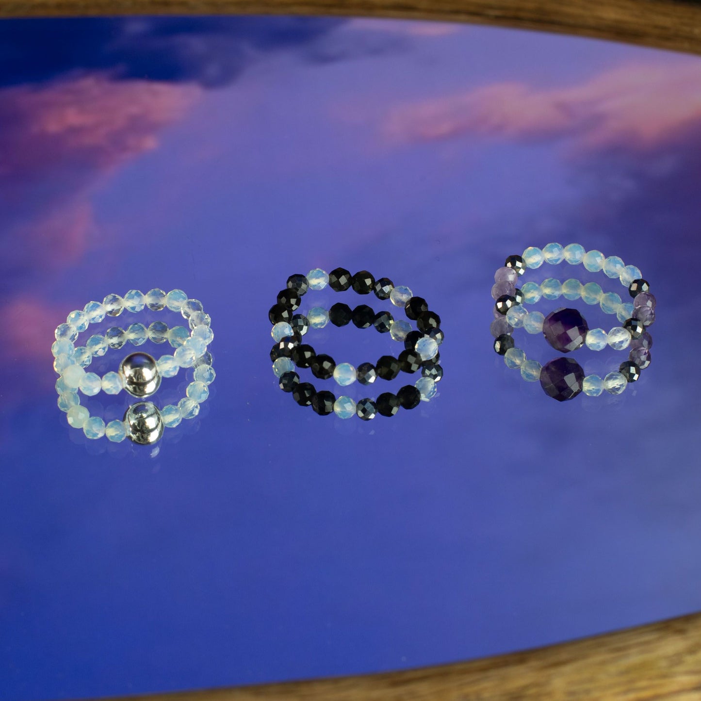 Nymphengeist-Edelsteinring-Set – Vollmond