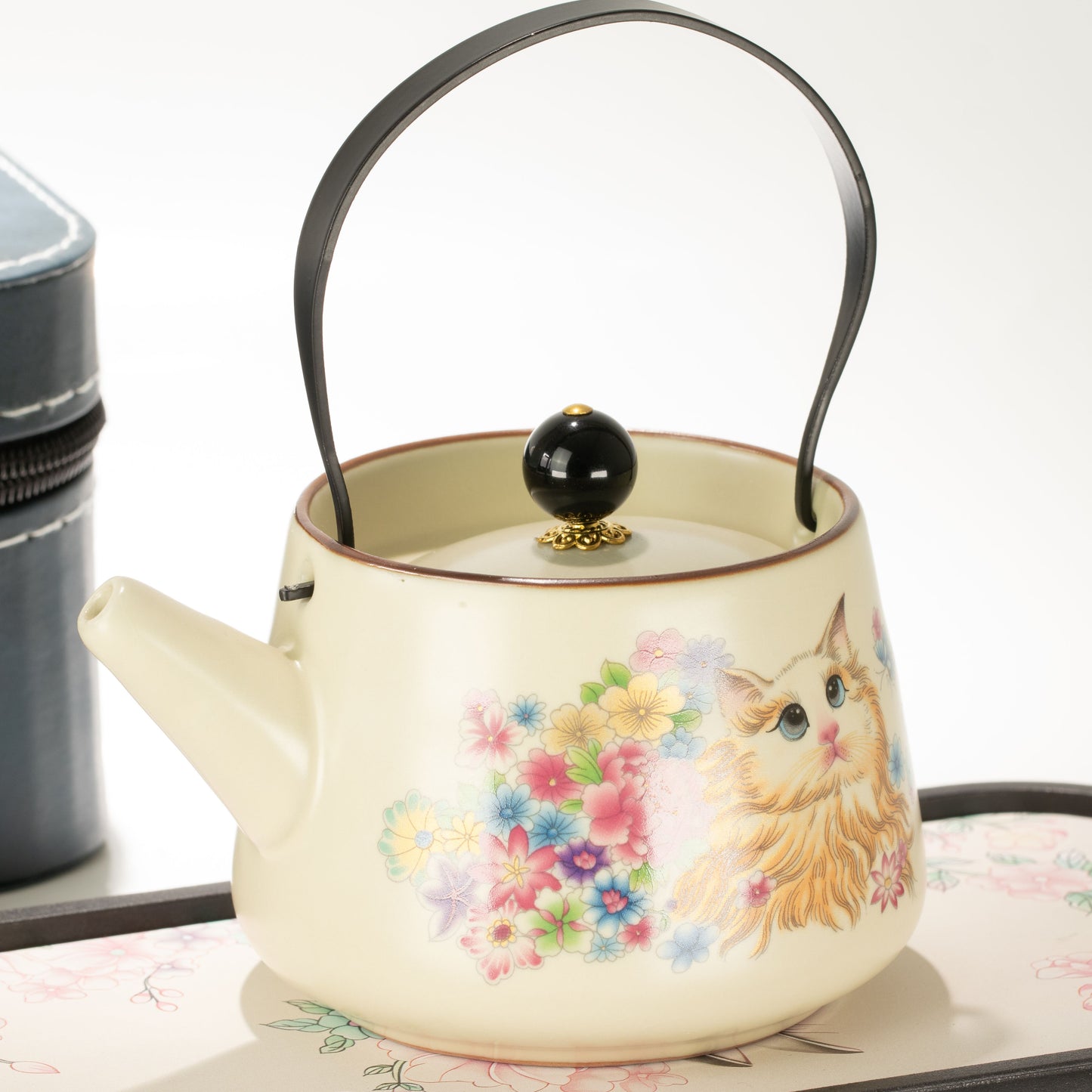 Juego de tetera de viaje y dos tazas - Amante de los gatos