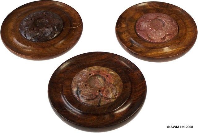 Räucherhalterscheibe aus Holz und Speckstein