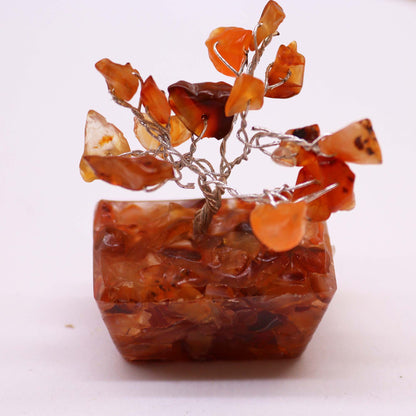 Mini árbol de piedras preciosas sobre base de orgonita - Cornalina (15 piedras)