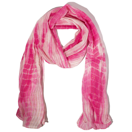 Nomad Sari Schal/Stola leuchtendes Party-Rosa – Goldfaden (180x50 cm)