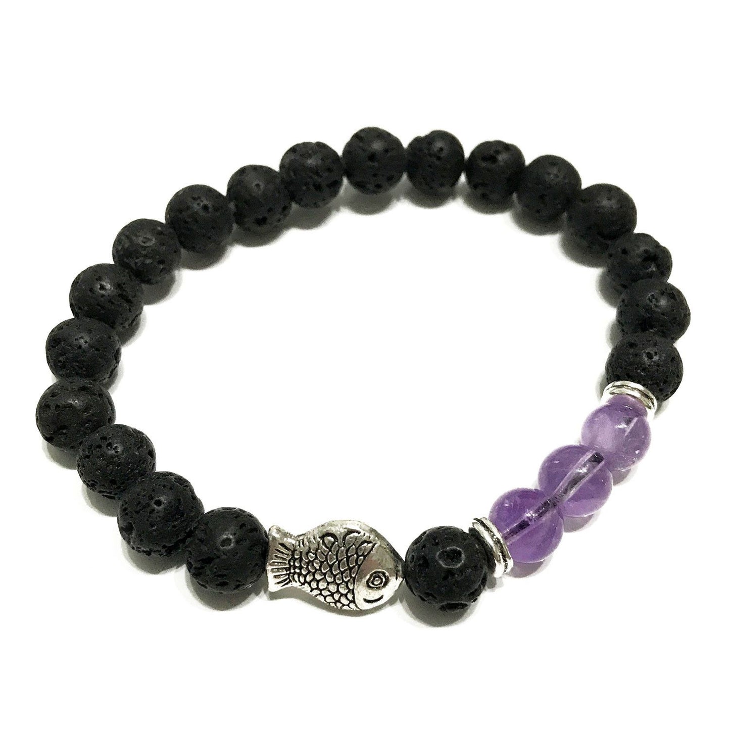 Lavastein Armband - Fisch - Amethyst