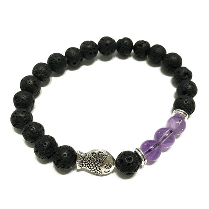 Lavastein Armband - Fisch - Amethyst