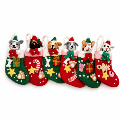 Calcetines navideños de fieltro para mascotas - Selección mixta