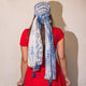Nomad Sari Foulard imprimé Marbella pour l'été - Bleu avec doré (180x50cm)