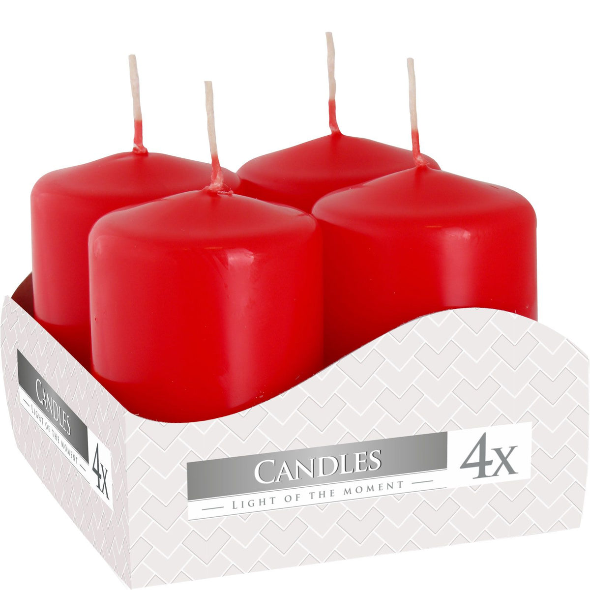 Set de 4 velas de pilar 40x60mm - Rojo