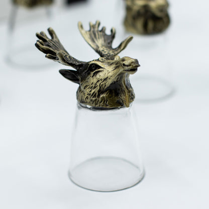 Coffret cadeau de 12 verres à liqueur Bottom Up (25 ml) - Forêt et créatures mystiques - Bronze antique