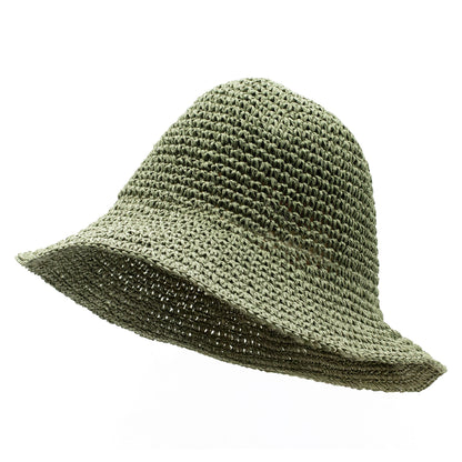 Chapeau de soleil souple en paille Nomad Sari - vert mousse