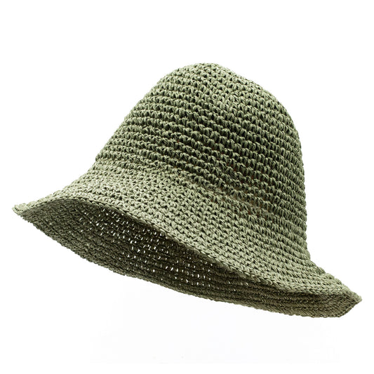 Nomad Sari Flexibler Stroh-Sonnenhut – Moosgrün