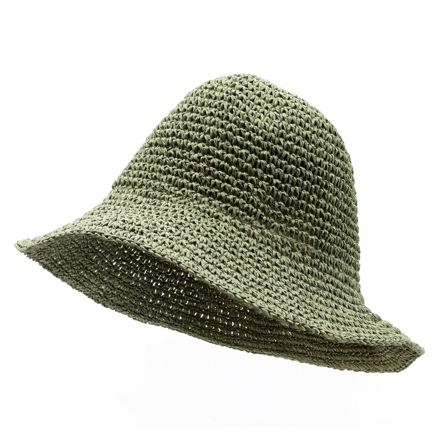 Chapeau de soleil souple en paille Nomad Sari - vert mousse