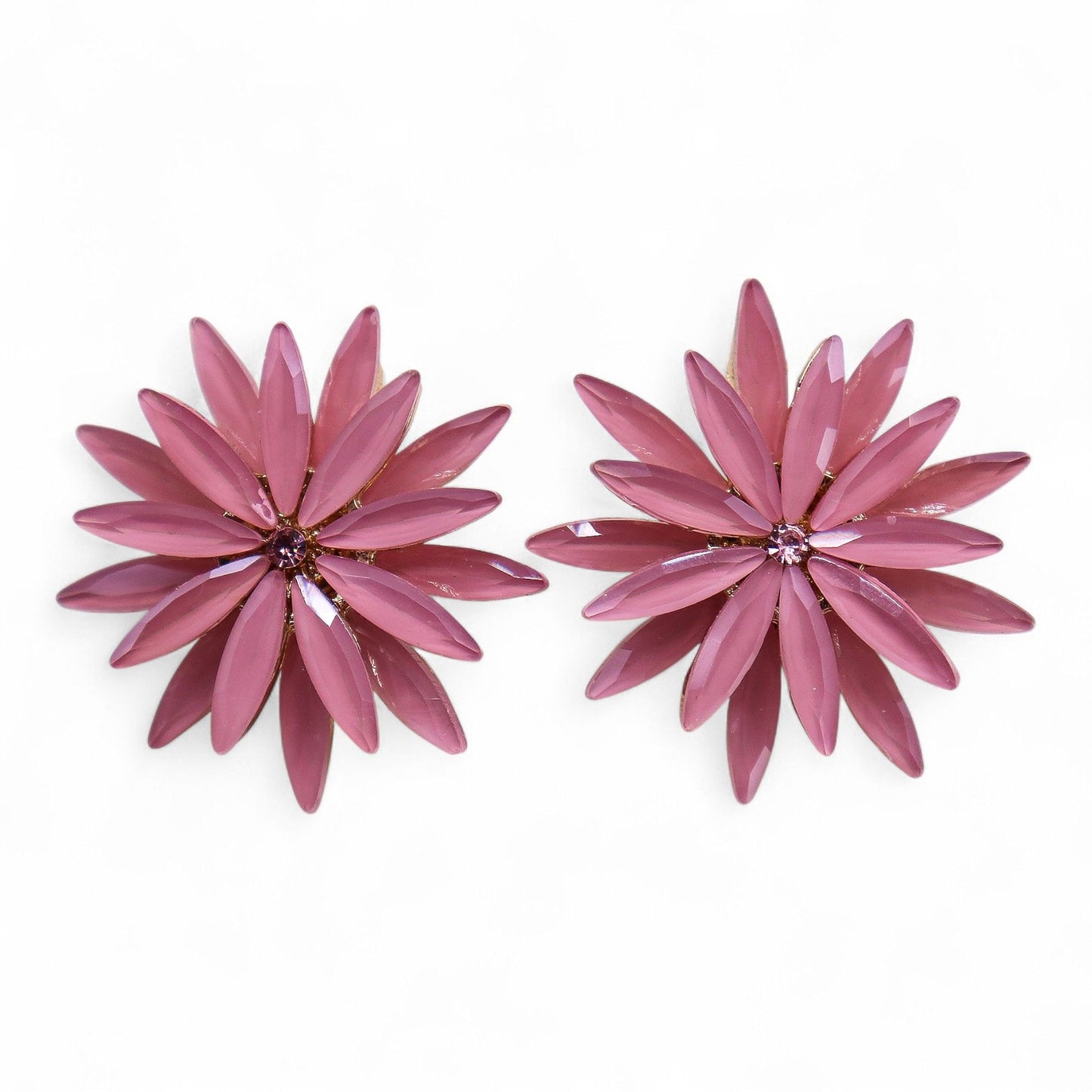Rosa suave - Cristal vintage - Flores - Pendientes
