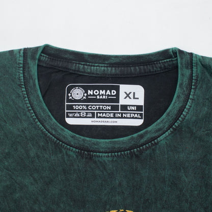 Nomad Sari T-Shirt aus gewaschener Baumwolle – Lebensbaum – Grün – XL