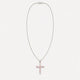 Colgante devocional de la India - Chapado en plata (cadena de 45 cm) - Crucifijo de cuarzo rosa