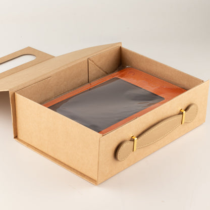 Caja de regalo plegable - cesta de regalo mediana (24x18.2x8cm) - marrón kraft