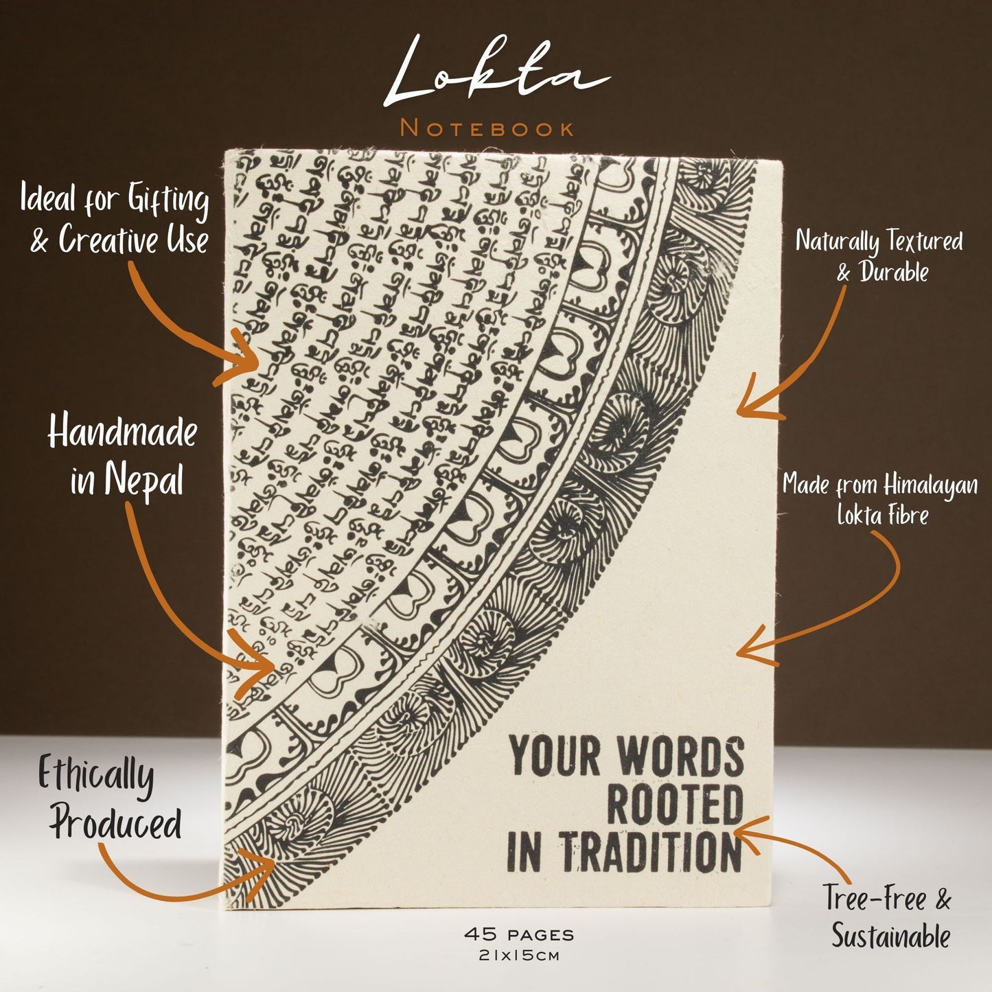 Großes Lokta-Notizbuch – Ihre Worte – inklusive Lesezeichen