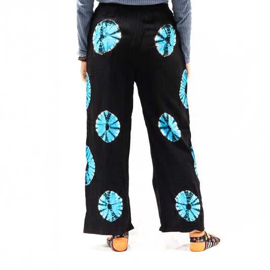 Pantalones de salón de estilo japonés - Mediano - Negro, Azul