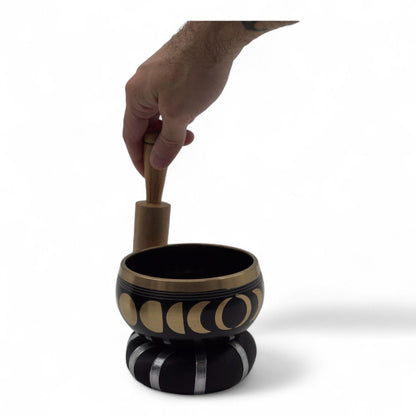 Ensemble de bols chantants tibétains - Phase de lune - Noir 10,7 cm