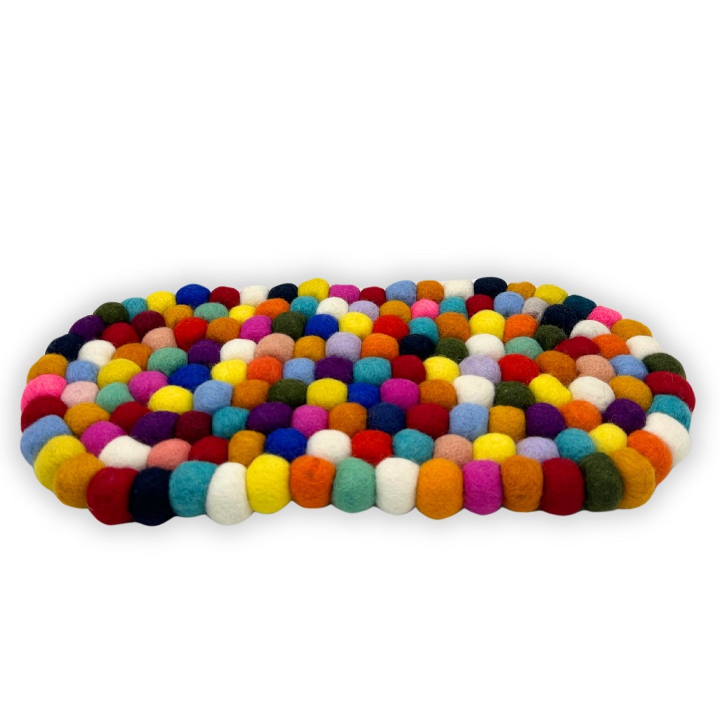 Ovale Filzkugel-Tischsetmatte – 38 x 18 cm, mehrfarbig