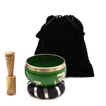 Ensemble de bols chantants tibétains - Arbre de vie - Vert 10,7 cm