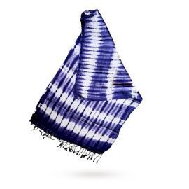 Java Boho Art Schal – Lavendelstreifen und Motive – 62 x 200 cm
