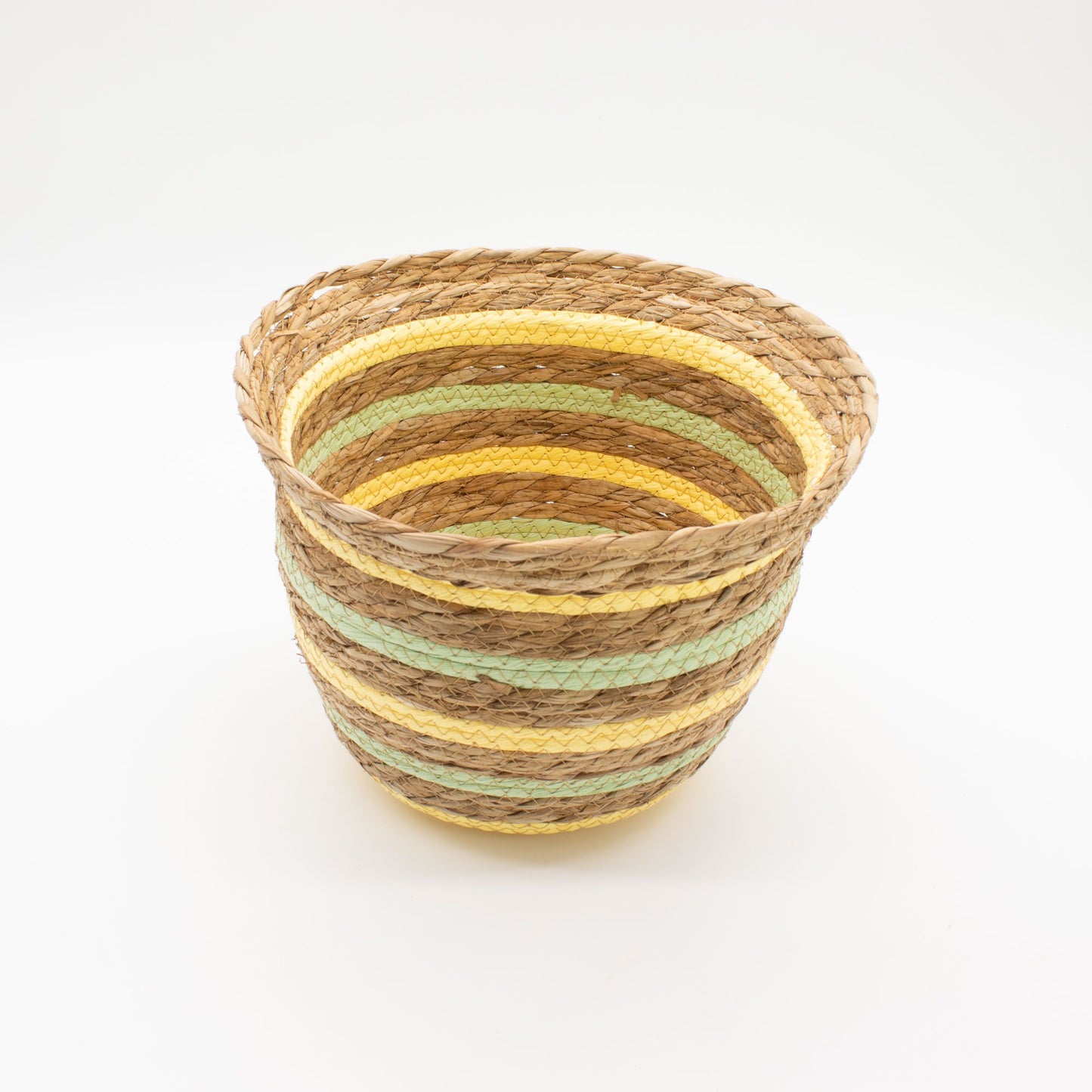 Körbe in Vasenform aus Seegras und Stroh – Natur, Gelb und Grün – 3er-Set