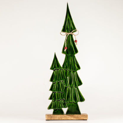 Perdido en el bosque - Grande - Dos árboles esmaltados - (45x15x2,5 cm)