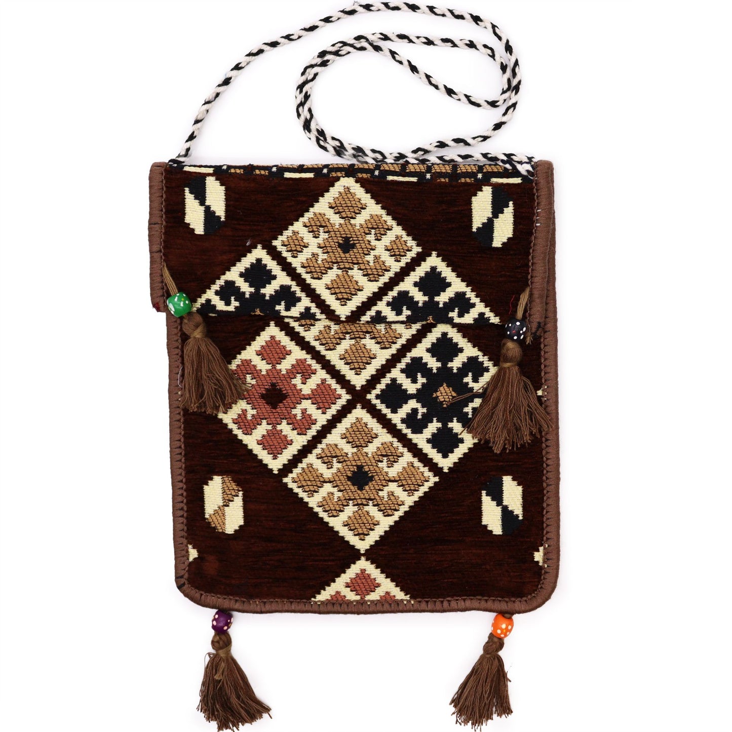 Bolso bandolera de festival Kilim de chocolate
