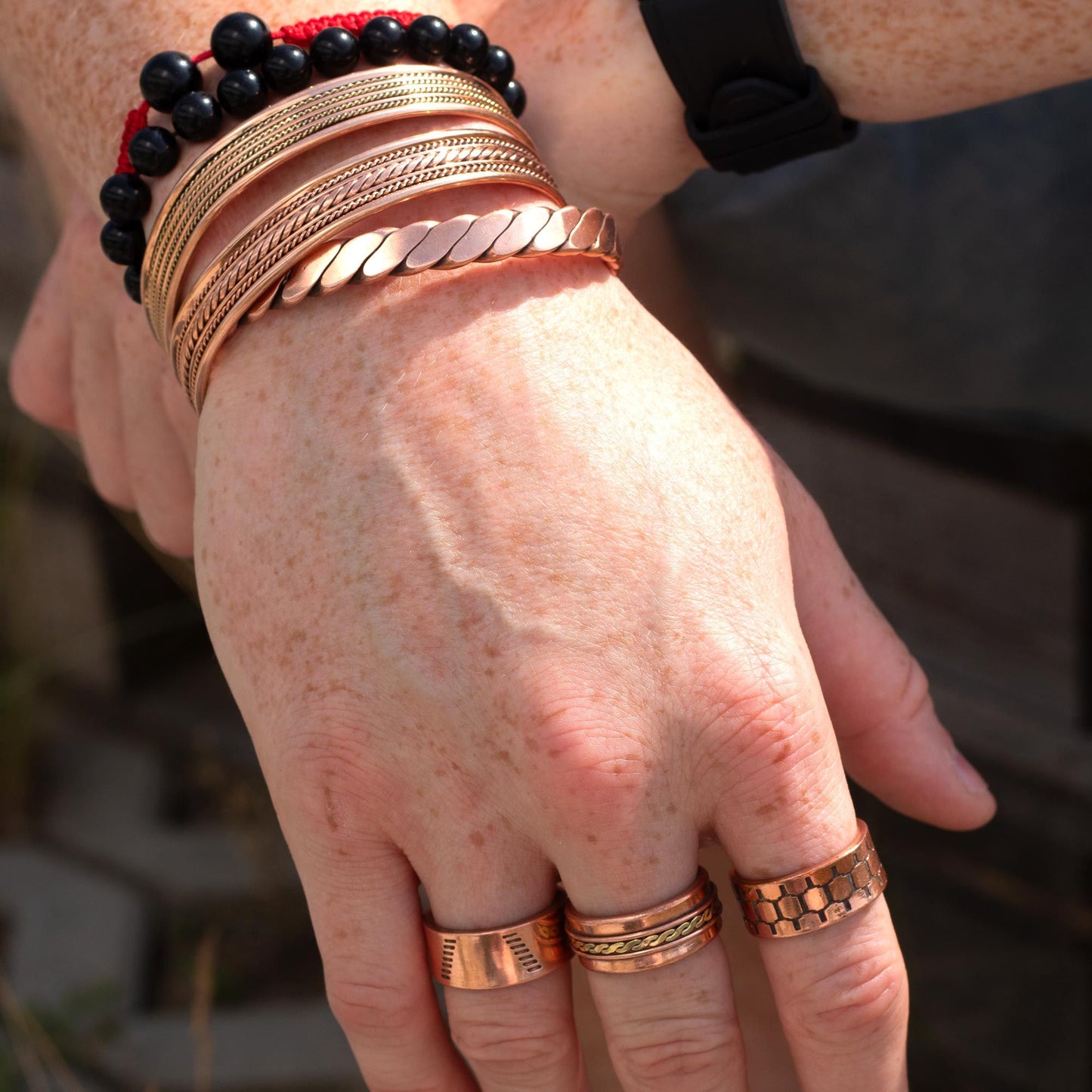 Anneaux en cuivre avec aimants - Modèles et tailles assortis