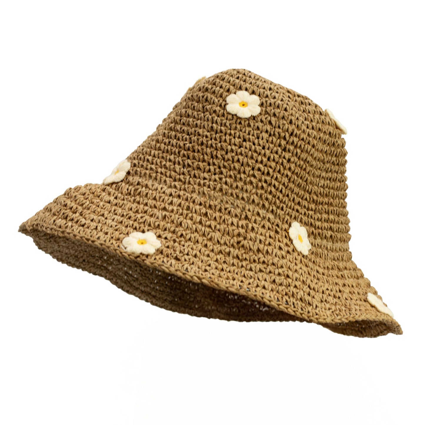 Nomad Sari Chapeau de paille à bord flexible pour le soleil - Café et Daiseys