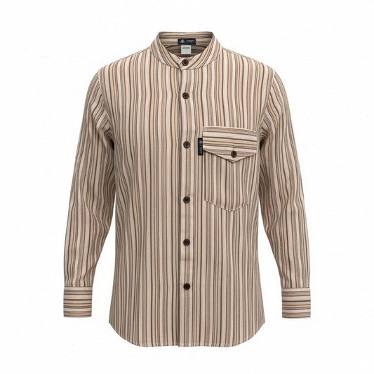 Nomad Sari Grandpa Shirt – Beige-Braun – Medium