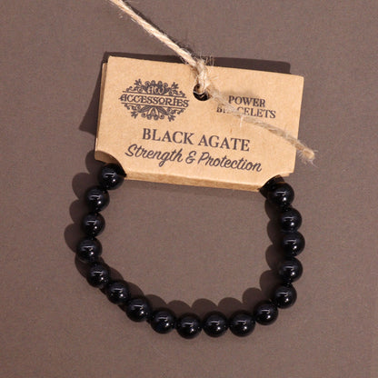Brazalete de Energía Ágata Negra 8mm