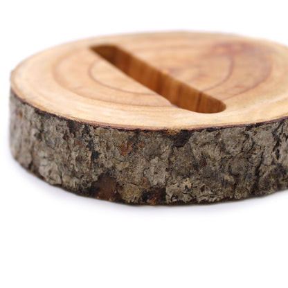 Petit support de téléphone en forme de bûche (fente) - Naturel
