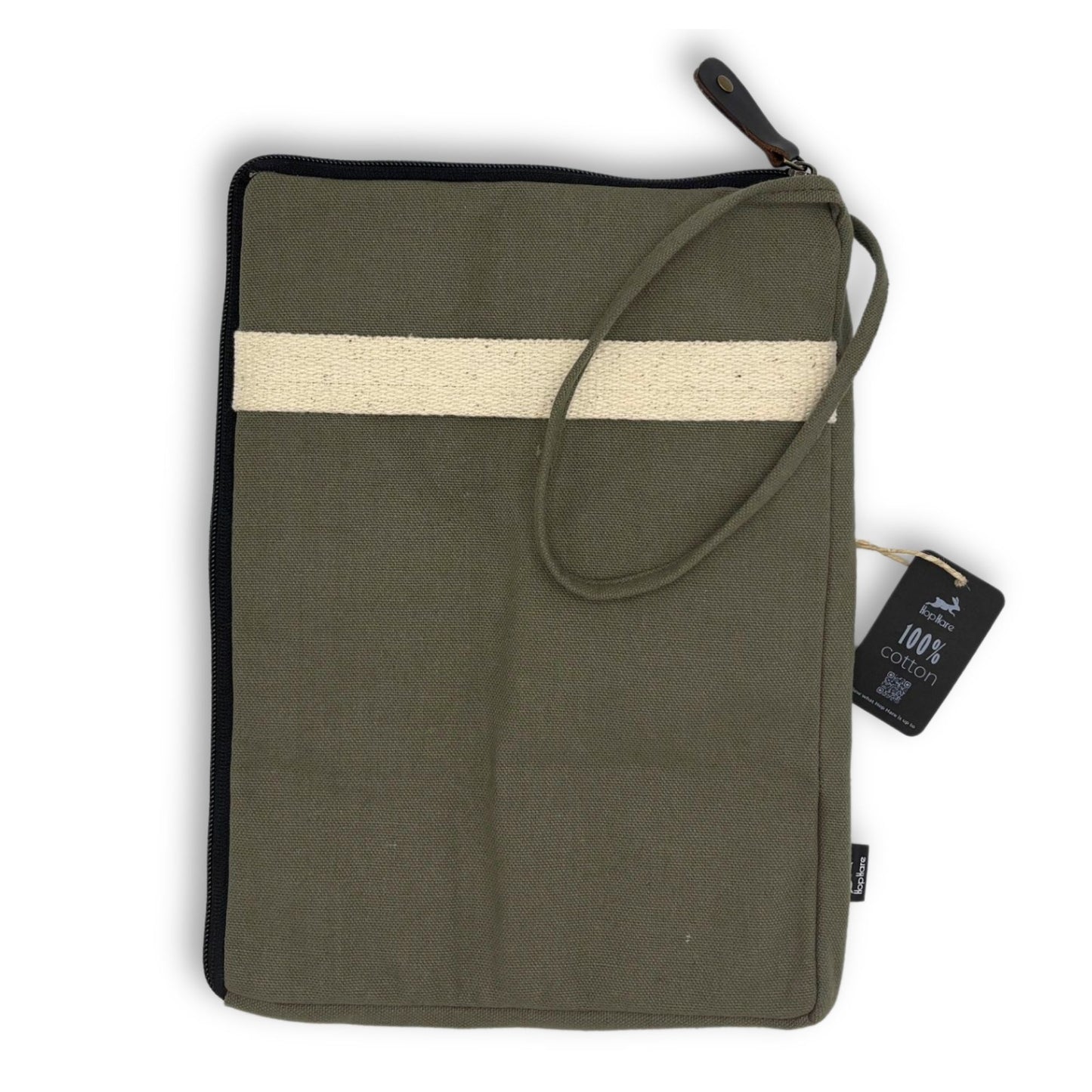Große Canvas-Laptophülle - Olivgrün