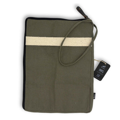 Große Canvas-Laptophülle - Olivgrün