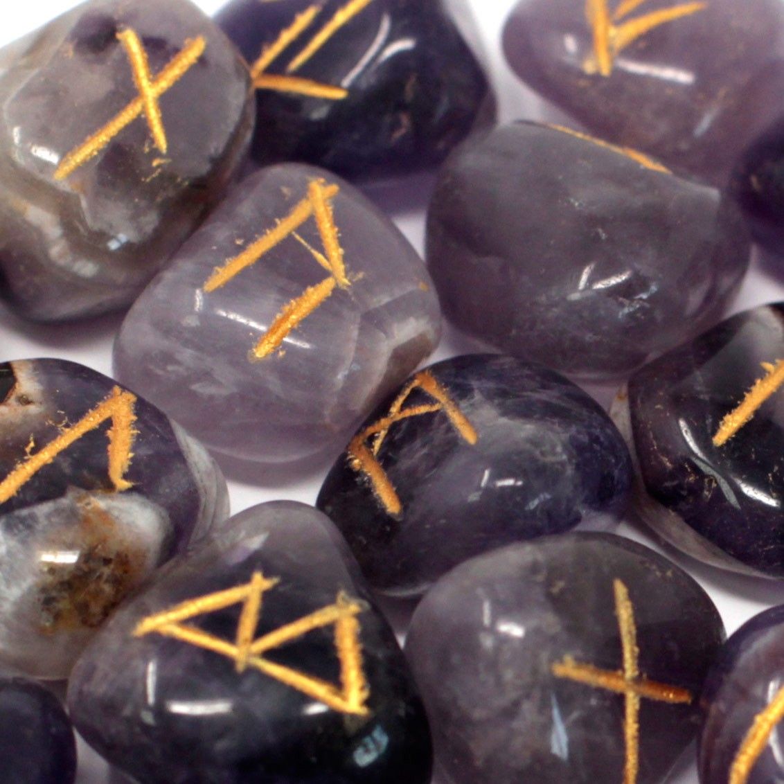 Indisches Runenset im Beutel - Amethyst