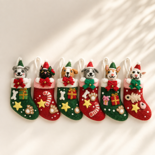 Calcetines navideños de fieltro para mascotas - Selección mixta