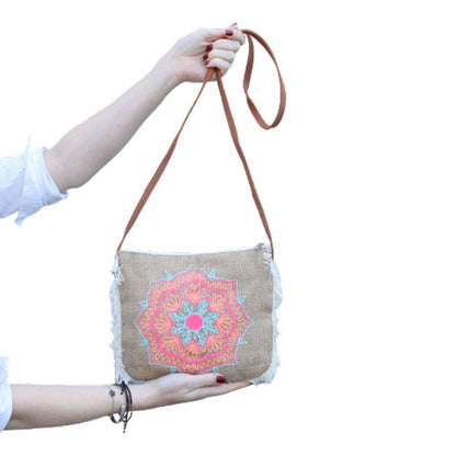 Bolso con flecos - Bordado Elefante