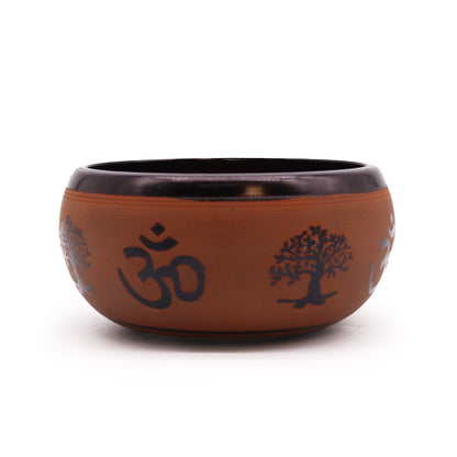 Bol chantant tibétain - Argile Om Bouddha - 16 cm