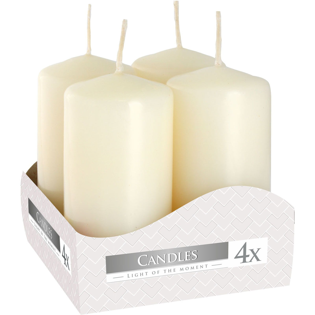 Set de 4 velas de pilar 40x80mm - Marfil