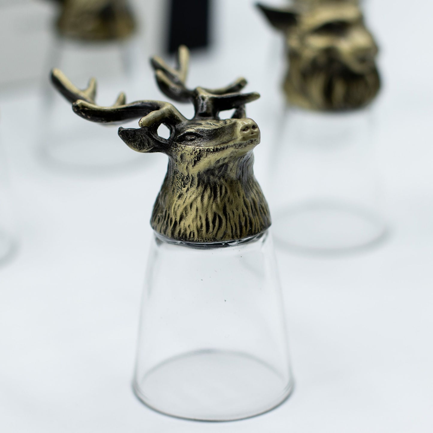 Coffret cadeau de 12 verres à liqueur Bottom Up (25 ml) - Forêt et créatures mystiques - Bronze antique