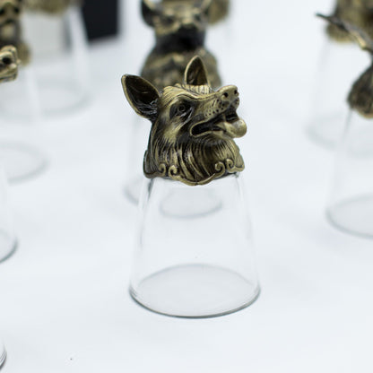 Vasos de chupito Bottom Up (25ml) - Bosque y Criaturas Místicas - Bronce Antiguo