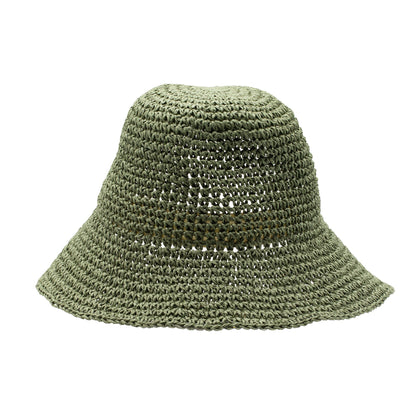 Chapeau de soleil souple en paille Nomad Sari - vert mousse